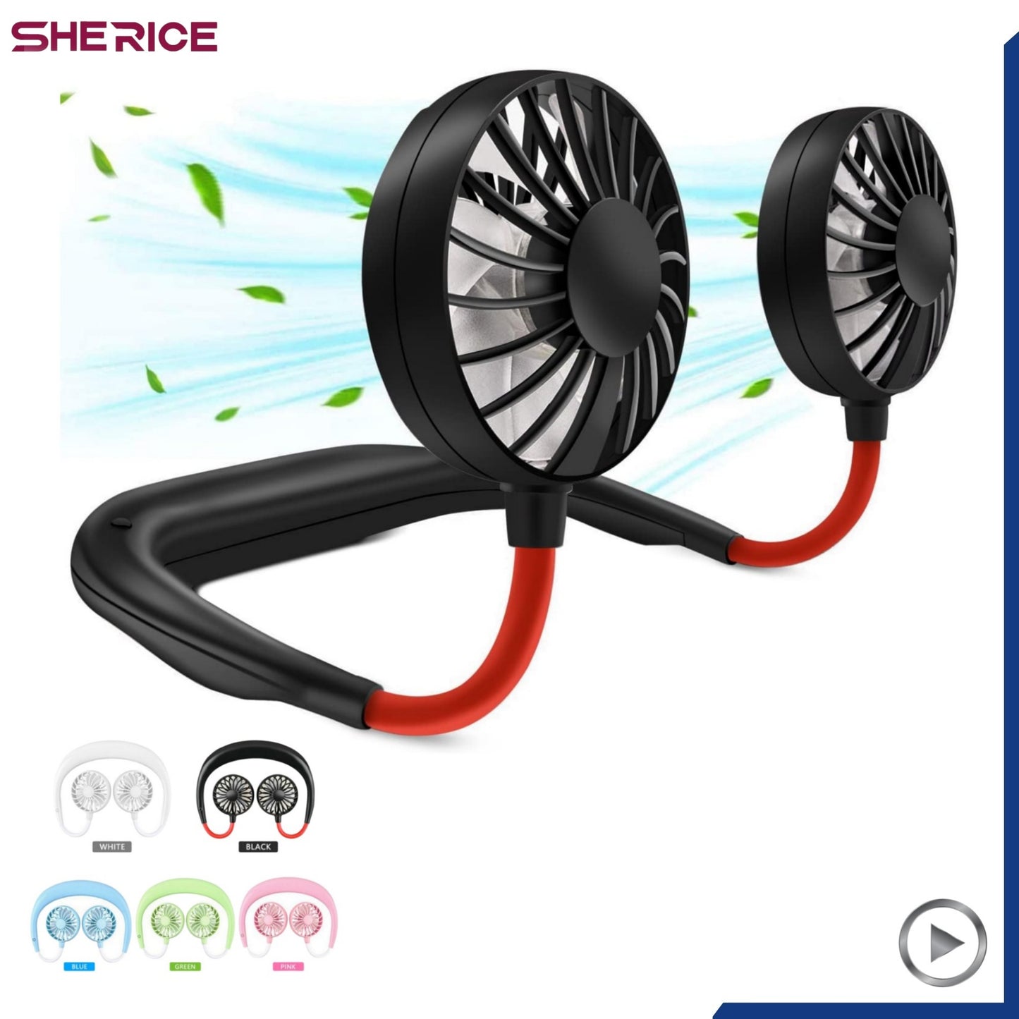 Neck Fan for Kitchen – Folding Handheld Wearable USB Rechargeable