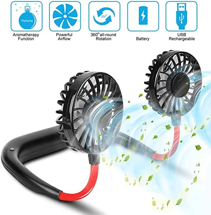 Neck Fan for Kitchen – Folding Handheld Wearable USB Rechargeable