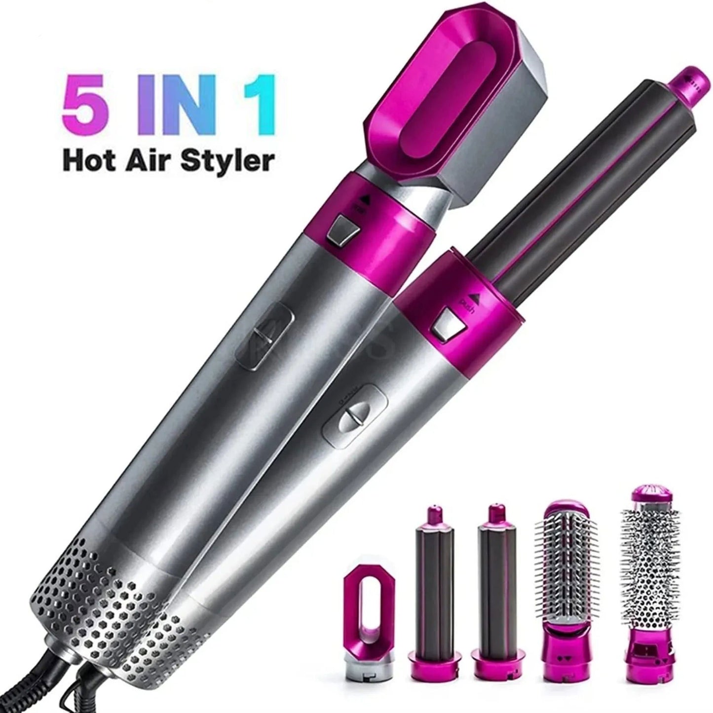 5-in-1 Hair Styling Tool – Straightener, Dryer, Curler & Hot Air Brush