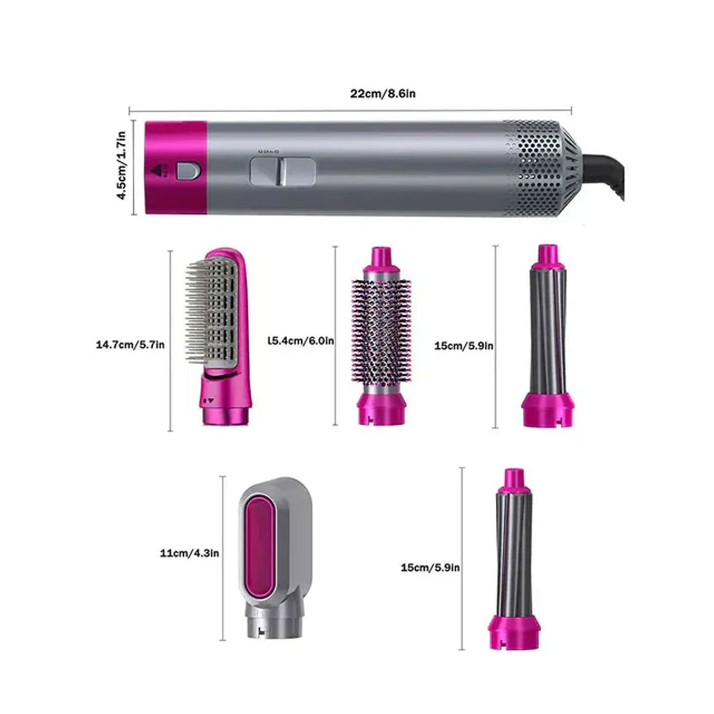 5-in-1 Hair Styling Tool – Straightener, Dryer, Curler & Hot Air Brush