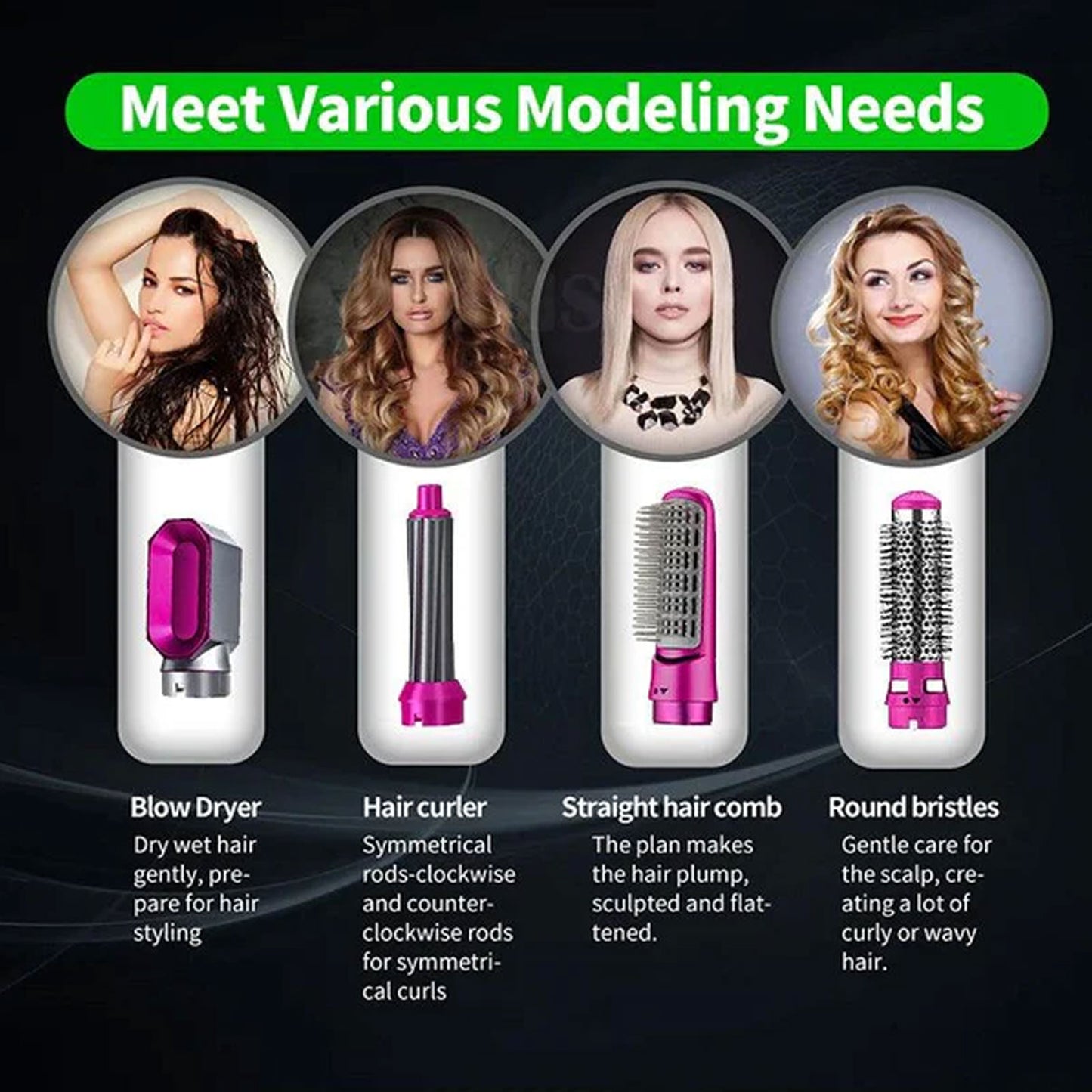 5-in-1 Hair Styling Tool – Straightener, Dryer, Curler & Hot Air Brush