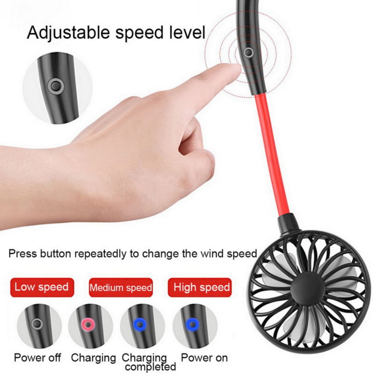 Neck Fan for Kitchen – Folding Handheld Wearable USB Rechargeable