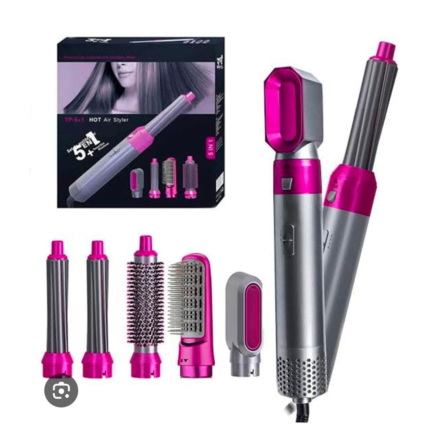 5-in-1 Hair Styling Tool – Straightener, Dryer, Curler & Hot Air Brush