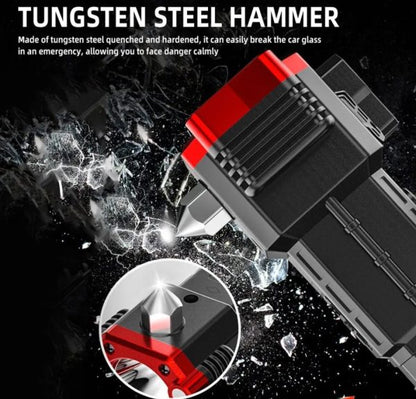 High-power Led Torch Light Rechargeable Flashlight And Multi Functional Tactical Hammer & Power Bank To Charge The Phone With Box ( Random Color )