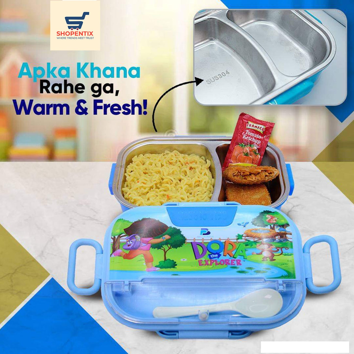 Pro Lunch Box Stainless Steel Thermal Bento Lunch Box Bag Compartmen