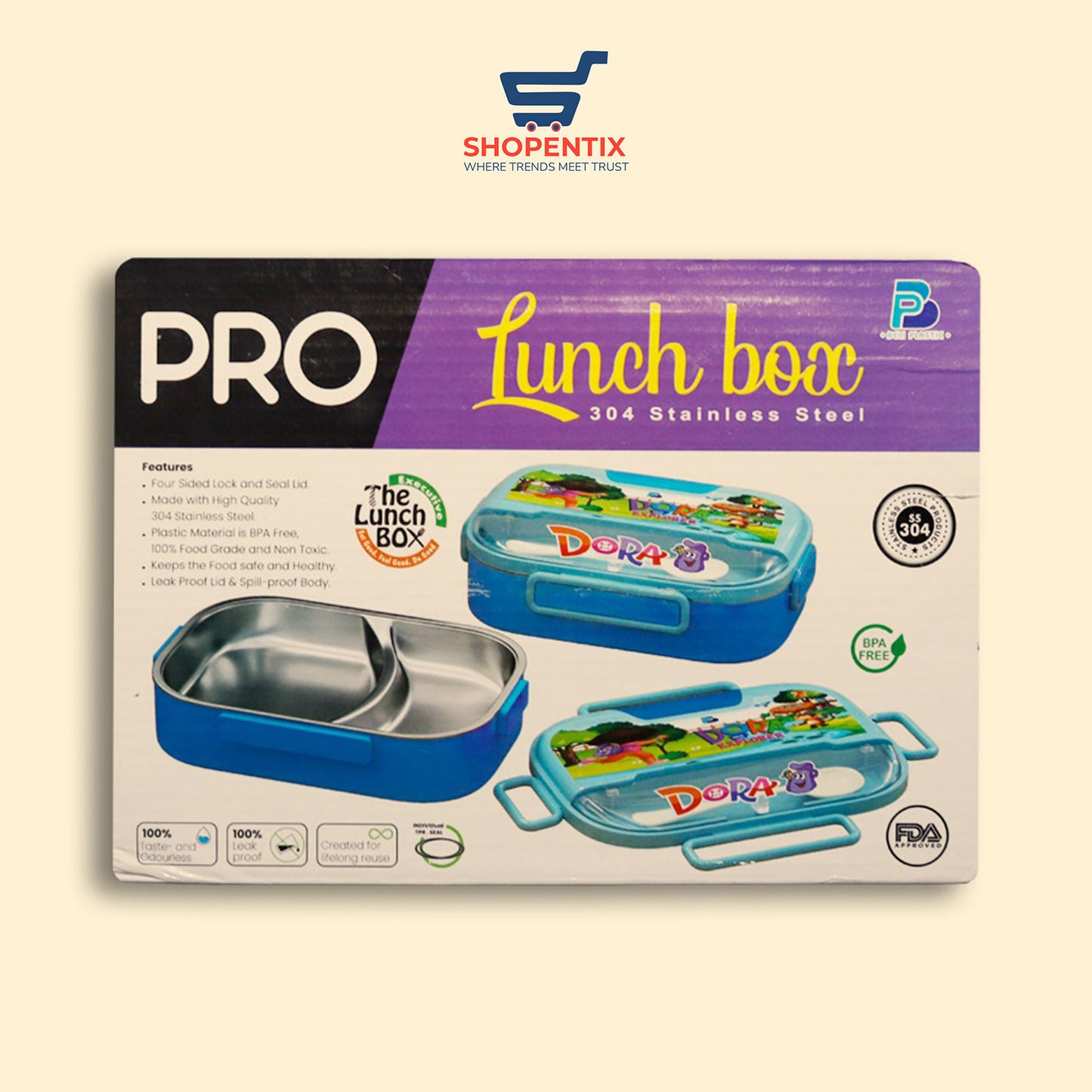 Pro Lunch Box Stainless Steel Thermal Bento Lunch Box Bag Compartmen