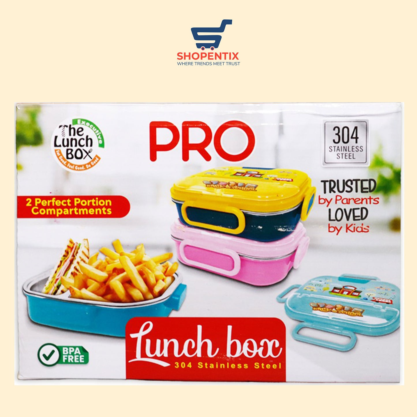 Pro Lunch Box Stainless Steel Thermal Bento Lunch Box Bag Compartmen